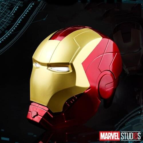 Disney Avengers Anime Iron Man Action Figure Helmet Cosplay 1:1 Light Led Ironman Mask Pvc Material Toys Collection Holiday Gift