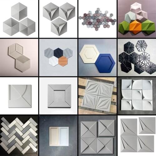 Geometric hexagonal texture concrete wall brick silicone mold creative DIY square cement plaster background wall mold