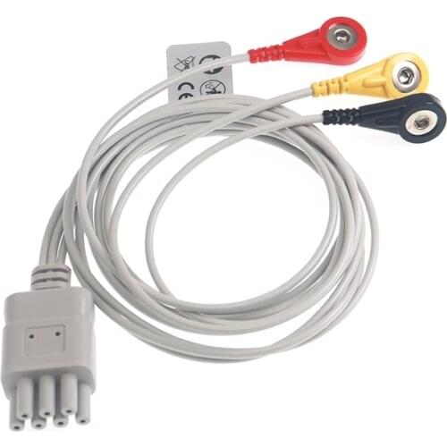 Holter Recorder ECG Patient Cable 5 Pin 3 Leads Snap 4.0 AHA Standard for MBELEC Instrument