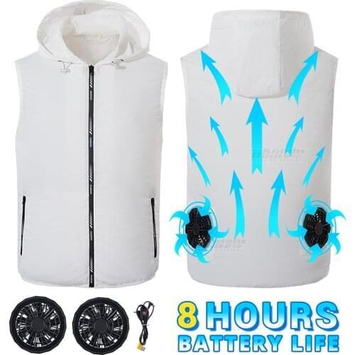 Summer Cooling Fan Jacket Running Camping Air Conditioning Clothes Hiking Vest Cycling Windbreaker Fishing USB Power Supply