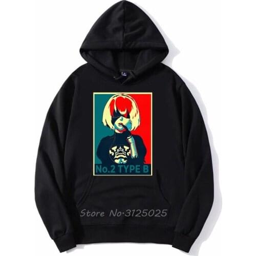 Nier Automata 2B Poster hoodies Japan Anime Game Novelty Hoodie Autumn Winter Men Fleece Sweatshirt Hoody Streetwear Hoodies