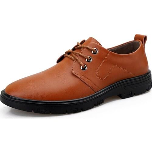 Mens Classic Leather Shoes Concise Lace-up Leisure Business Shoes Men Fashion Casual Leather Shoes Male Footwear Derby Shoes