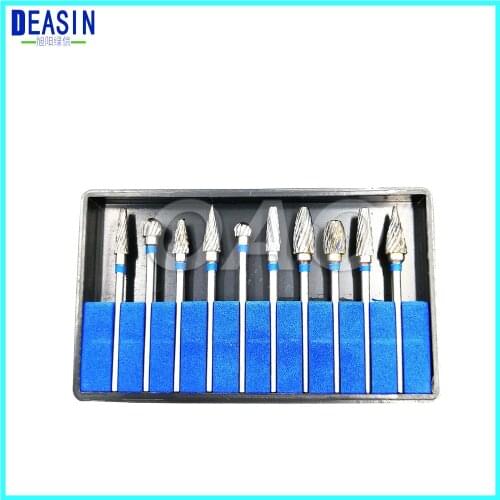 NEW Set of 10 Tungsten Steel Dental Carbide Burs Lab Med Burrs Tooth Drill 2.35mm