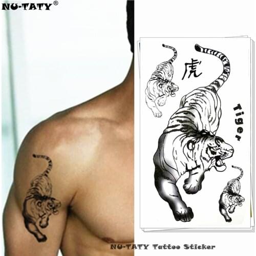 Nu-TATY White Siberian tiger Temporary Tattoo Body Art Arm Flash Tattoo Stickers 17*10cm Waterproof Fake Henna Painless Tattoo