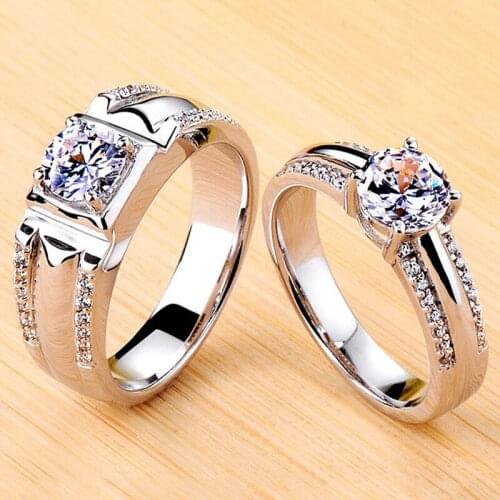 Couple Real 925 Sterling Silver Ring Men and Women Engagement Wedding Proposal Party Luxury Exquisite Elegant Original Design