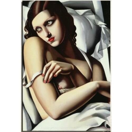 Tamara de Lempicka Portrait Classical Oil Painting Drawing Art Unframed Iron Gemstone Miniature Hand Painted Oil Painting