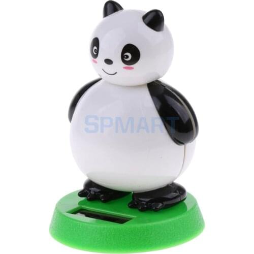 Fun Solar Powered Noding Panda Animal Doll Model Shaking Head Toy Car Home Ornament Decor Kids Gifts Gag Prank Toys