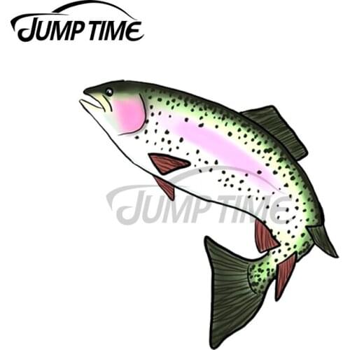 Jump Time 13 x 9.6cm For Rainbow Trout Leaping Car Stickers Car Decal Suitable For VAN ATV SUV Scratch-Proof Laptop Decoration