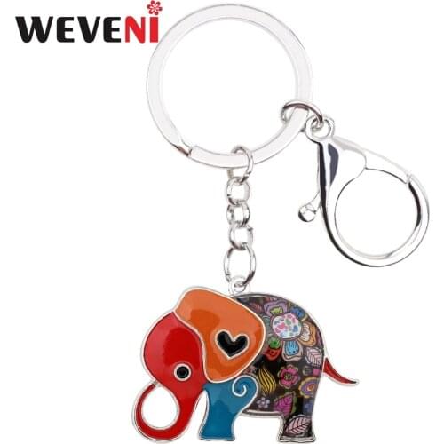 WEVENI Enamel Alloy Cartoon Jungle Elephant Key Chain Key Ring Keychain Gift For Female Hot Charm Car Pendant Women News Jewelry