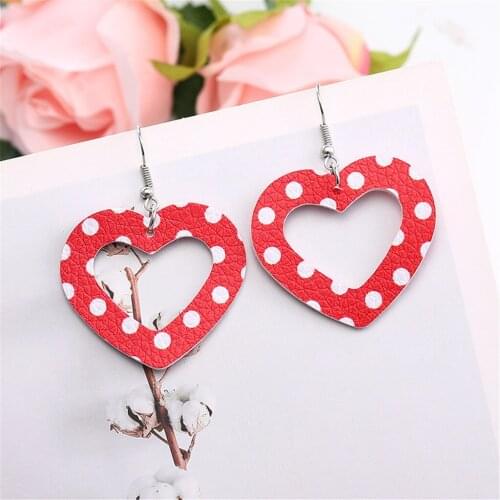 Fashion Hot Sale Womens Earrings Double-sided PU Leather Earrings Multi-Element Hollow Love New Year gift Earrings серьги #40