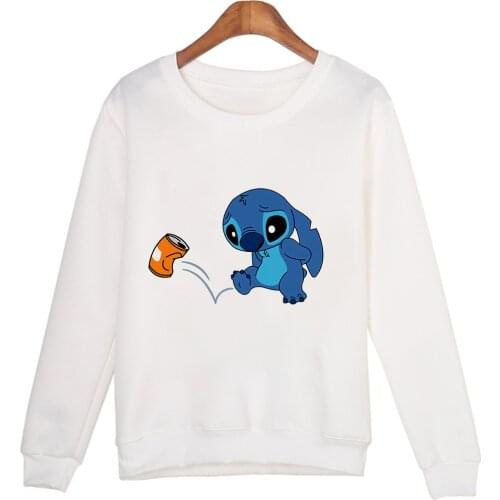 Diseny Women Sweateshirt O-Neck Female Shirts Plussize Cartoon Stitch Print Bottoming Shirt Dropship Pullover Woman Clothing