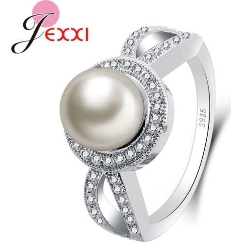 Luxury Pearl Rings 925 Sterling Silver Best Lover Mother Birthday Gift Exquisite Women Anniversary Dance Party Jewelry