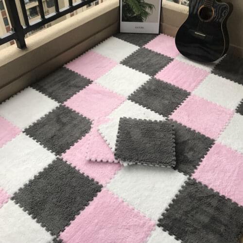 10pcs/lot Ins Foam Floor Mat Carpet Bedroom Girl Full Room Bedside Stitching Plus Velvet Sponge Mat Crawling Mat Household F8162