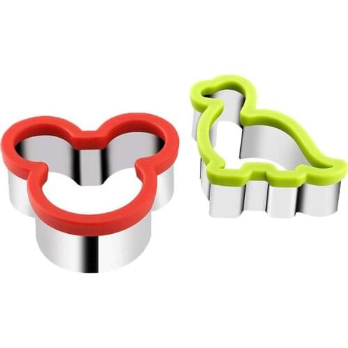 2PCS Large Cookie Sandwich Cutters, Mouse and Dinosaur Cookie Cutter Stainless Steel Food Grade Biscuit Mold