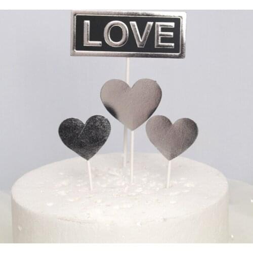 4pcs/set Cake Topper Star Heart Happy Birthday LOVE Party Cake Decora Supplies Baby Shower Decoration Wedding Party