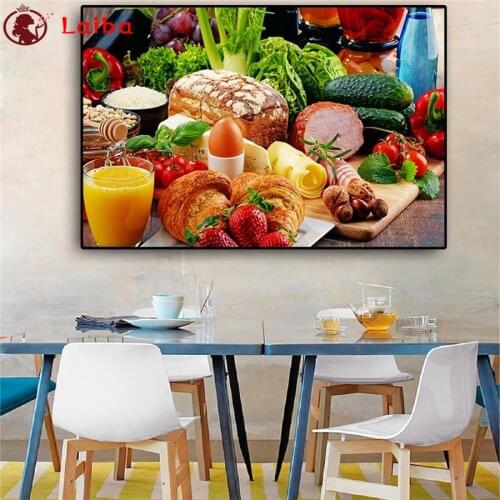 5d mosaic Diamond Painting Hot selling home art, fruit and vegetable bread, kitchen restaurant theme diamond Embroidery full