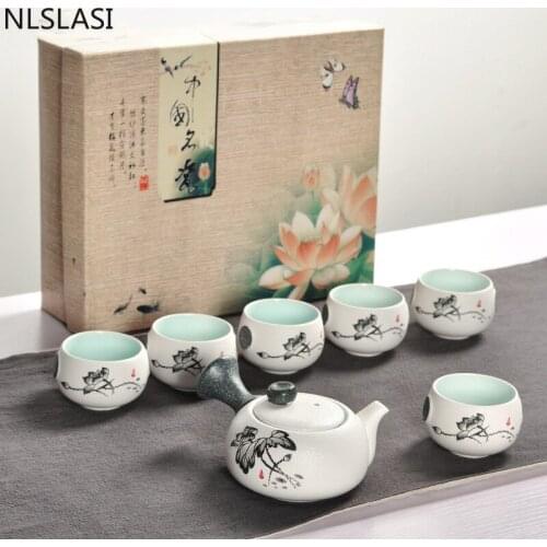 7 ceramic tea set Chinese Tea set tea set home ceramic Tea set tea set drinking utensils snow glaze tea set dropshipping