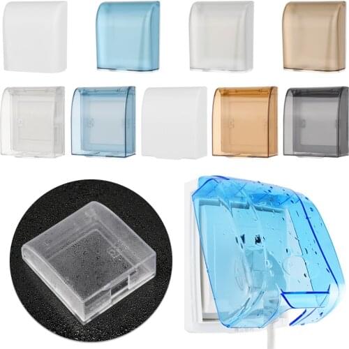 86 Type Double Socket Protector Electric Plug Cover Child Safety Box Rectangular Transparent Waterproof Cover Bathroom Supplies