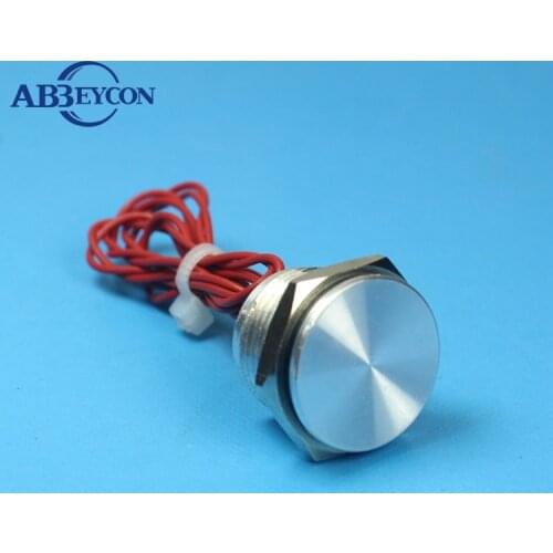 Abbeycon Vandal Resistant Stainless Waterproof Latching Flat Head 2A 19mm Normally Open Wired IP68 Finger Touch Piezo Switch