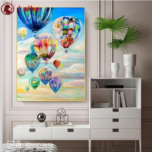 Diamond painting Abstract artistic colorful hot air balloon cross stitch diamond full mosaic diamond embroidery drill handmade