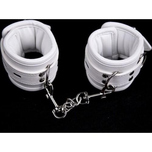 White Soft PU Leather hand cuffs ankle Cuffs Bondage Restraints Adult Games Sex Products for Couple Sex Game BDSM Sex Toys