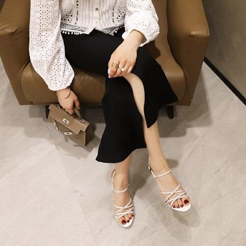 2021 Summer Women Sandals Fashion Sexy Rhinestone High Heel Tied Party Breathable Comfort Shopping Woman Walking Casual Shoes