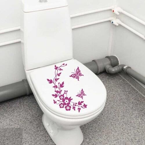 Flower Vine Butterfly wall sticker BathroomToilet decorations mural living room decals cupboard stickers home decor wallpaper