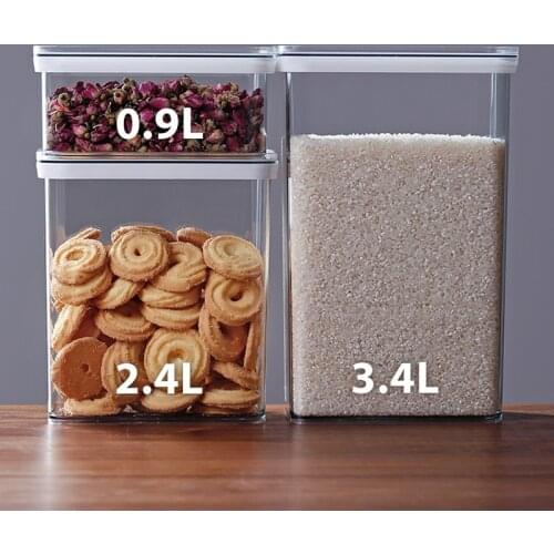 Dry Food Storage Container Cereal Storage Containers Leak-Proof Plastic Kitchen Canister Set Transparent Sealed Cans