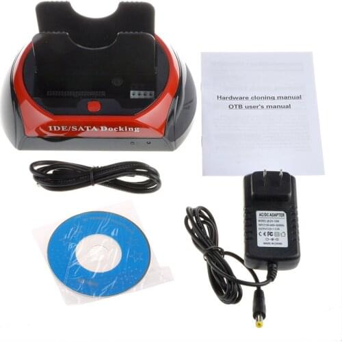 Original 2 Double Dock HDD Docking Station 3.5" 2.5" SATA IDE e-SATA Hub External Storage Enclosure Parts EU US plug