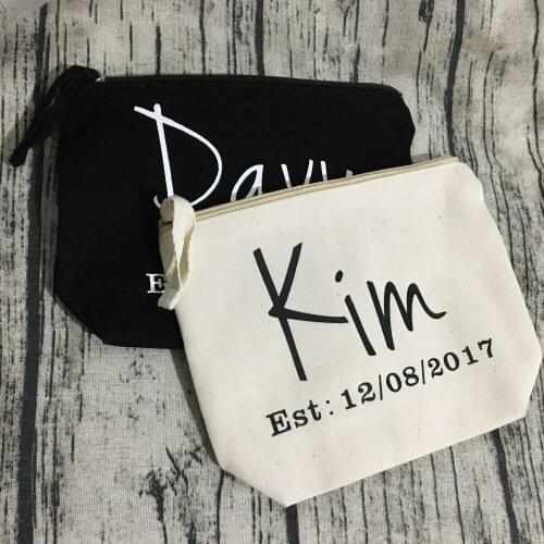 Cutom custom groom bride names makeup toiletry kits bridesmaid wedding Gift Make Up Bags Unique Gift for Bridal Party favors