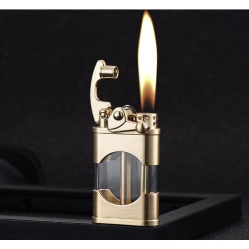 Exquisite High-end Transparent Oil Tank Brass Rocker Kerosene Lighter with Colorful Creative Gift Lighter Tobacco Accessories