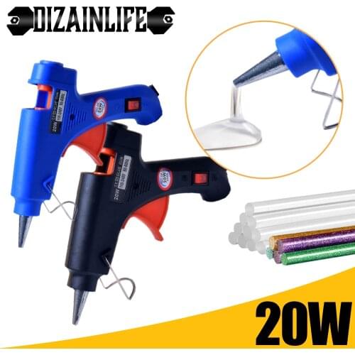 20W EU Hot Melt Glue Gun with 7mm Glue Sticks Industrial Mini Guns Thermo Electric Heat Temperature Repair Tool DIY Accessories