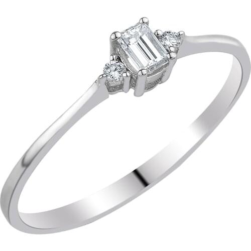 18K Gold Natural Diamond Baguette Solitaire Ring PY116