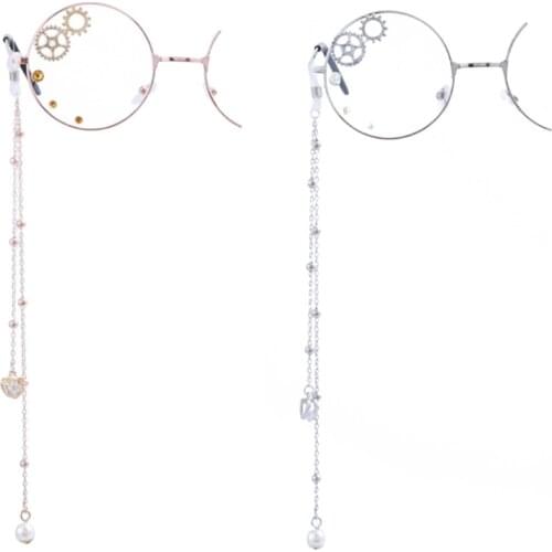 Lolita Single-sided glasses Gear glasses Love Pearl Pendant Lolita Glasses Anime cos