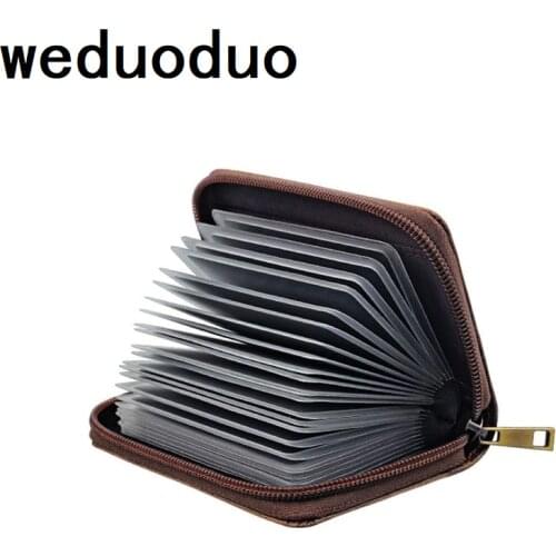 Weduoduo Fashion Genuine Leather Cowhide Rfid Card Holder Women Men Wallet For Credit Card Business Card Holder Organizer Purse