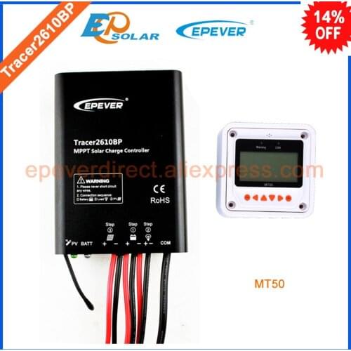MPPT solar 12v 24v volt work EPEVER controller Tracer2610BP new series 10A 10amp with white MT50 remote meter waterproof IP67