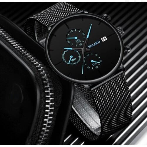 Men Watches 2020 Luxury Brand Famous Calendar Watches Men Stainless Steel Mesh Watch Mens Casual Quartz Watch Relogio Masculino