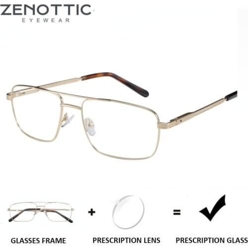 ZENOTTIV Prescription Progressive Eyeglasses Men Double Beam Optical Myopia Spectacle Frame Anti Blue Light Photochromic Eyewear