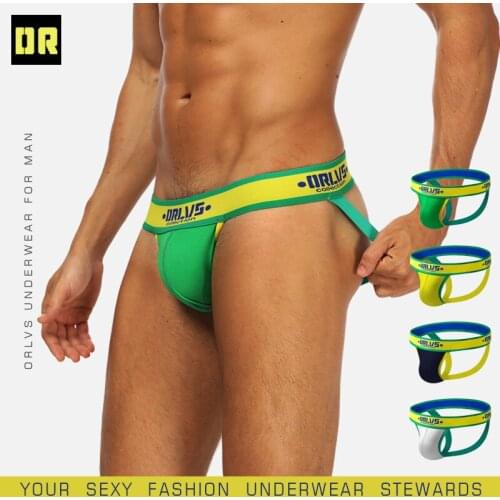 ORLVS Brand Mens Sexy Underwear Briefs Jockstraps Men Double D G-string Thongs Male Lingerie Panties Gay Tanga Hombre OR178