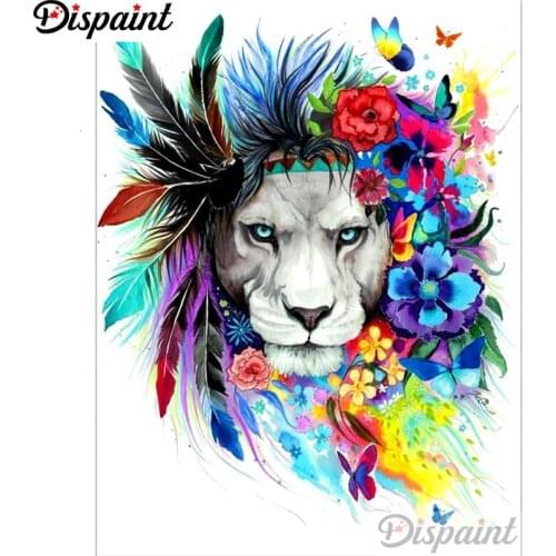 Dispaint Square/Round Drill 5D DIY Diamond Painting "Colored lion" Embroidery Cross Stitch Full Rhinestone Decor A10435
