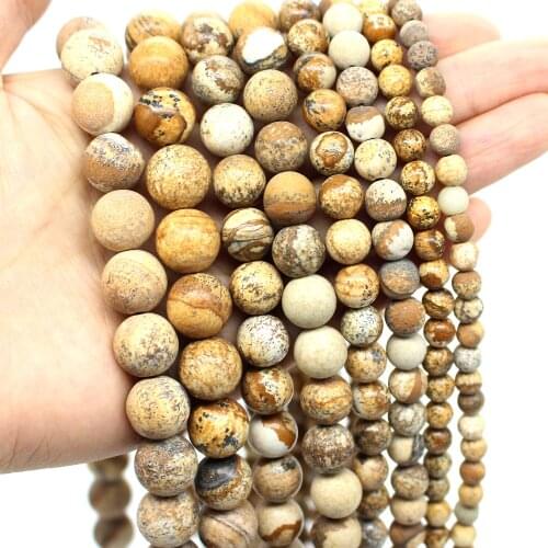 Oameusa Natural Round Picture Stones Beads Loose Beads For Jewelry Making Spacer Beads Accessories Diy Make