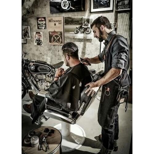 New Popular Mens Hairstyle Beard Barber Shop Signboard Vintage Decor Hairdresser Retro Kraft Paper Poster Wall Sticker Wall Art