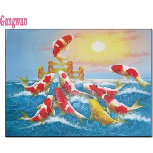 Full Round square drill diamond painting nine koi fish 5D Diy Diamond Embroidery Mosaic Home Decoration Handcraft best wish gift
