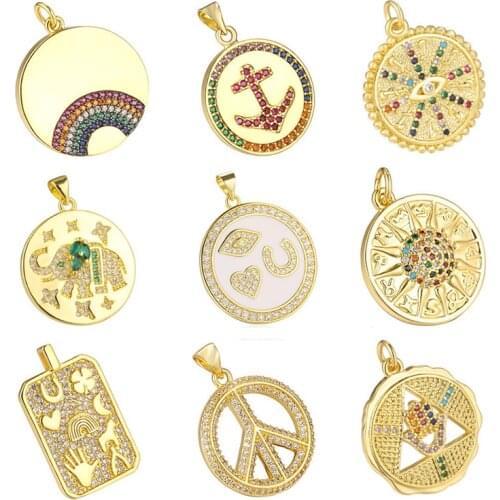 Juya Handmade Rainbow Pendants Gold Fashion Creative Medal Charms For Needlework Decorative Badge Jewelry Making Supplies