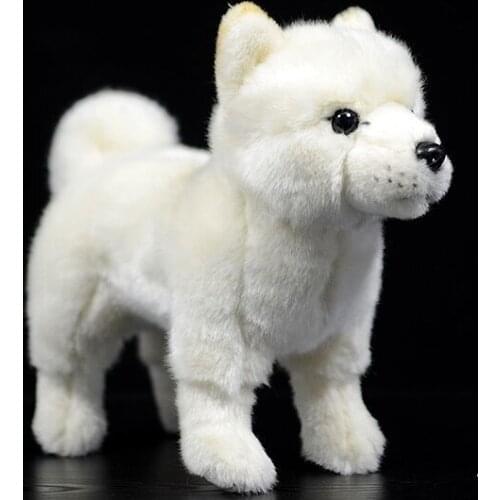 Lifelike toy white beige Shiba inu plush toy about 28x20cm soft dog doll baby toy Christmas gift h1200