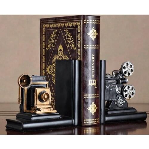 Retro Camera Bookend Movie Film Projector Black Silver Collectors Project Creative Bookcase Vintage Jewelry Study Room Study Ho