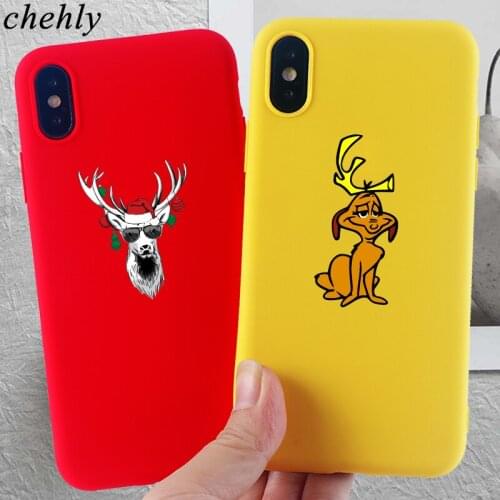 Christmas elk Phone Case for iPhone X XR XS Max 8 7 6S Plus Cute Cartoon Cases Soft Silicone Fitted Cell Phone Accessories Cover