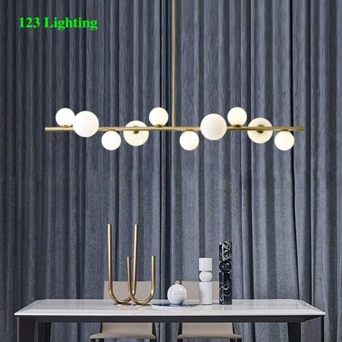 Modern Glass LED Chandelier Living room Bar Hanging Light Fixtures Restaurant Hanglamp G9 Bulb Replaceable Home Decoration