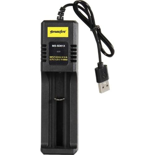 Universal 1 Slot USB Flashlight Battery Charger Chargering Adapter For Rechargeable Batteries Li-ion 18650 26650 16340 14500