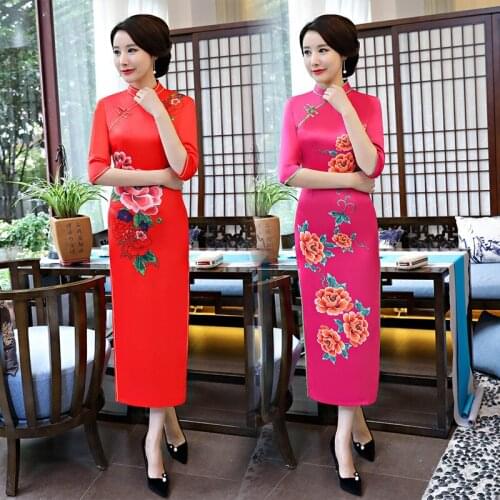 Spring Women Sweet Flower Print Slim Qipao M-XXXL Vintage Button Trim Classic Chinese Dress Elegant Exquisite Long Cheongsam